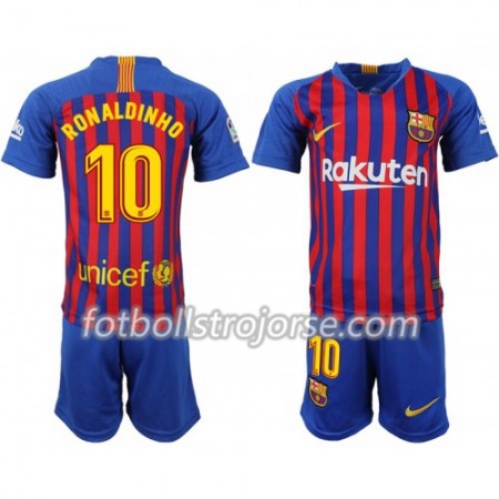 FC Barcelona Matchtröjor Ronaldinho 10 Barn Hemma Fotbollströja 2018-2019
